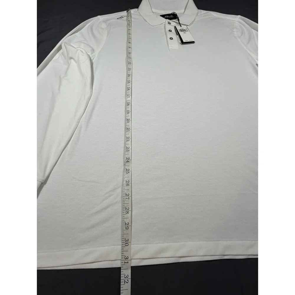 Ralph Lauren RLX Men's Size 2XL Long Sleeve Solid White Polo Shirt Collared